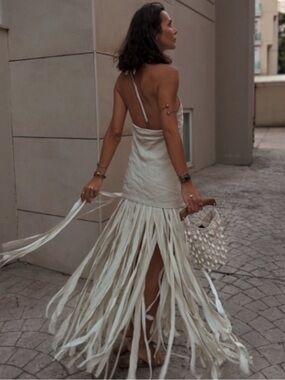 NWT Zara ZW Collection Combination Fringe Dress